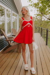 Sweet Talk Linen-Blend Mini Dress in Red