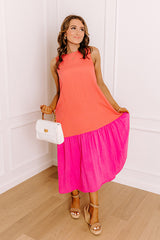 Sunbeam Stroll Color Block Midi Dress