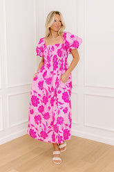 Lush Rows Floral Midi Dress