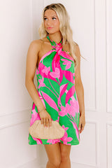Sunset Sangria Satin Floral Mini Dress