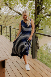 Yacht Club Cutie Stripe Knit Maxi Dress