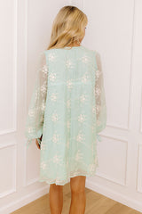 Chic Sweetheart Embroidered Mini Dress in Mint