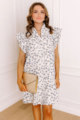 Sassy Moment Jacquard Leopard Mini Dress in Blue