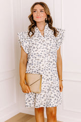Sassy Moment Jacquard Leopard Mini Dress in Blue