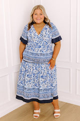 Bright Days Ahead Floral Midi Dress in Blue Curves