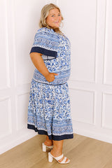 Bright Days Ahead Floral Midi Dress in Blue Curves