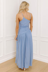 Serendipity Calling Linen-Blend Asymmetrical Maxi Dress
