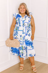 Mediterranean Brunch Button Down Midi Dress Curves