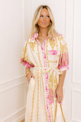 Isles of Scilly Floral Maxi Dress in Pink
