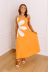 Floral Daydream Cut Out Midi Dress in Orange