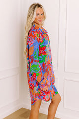 Tropic Allure Floral Button Down Mini Dress