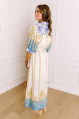 Isles of Scilly Floral Maxi Dress in Blue
