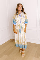 Isles of Scilly Floral Maxi Dress in Blue