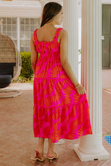 Paradise Point Floral Midi Dress in Hot Pink