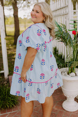 Joyful Bloom Floral Embroidered Mini Dress Curves
