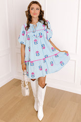 Joyful Bloom Floral Embroidered Mini Dress
