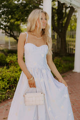 Seaside Blooms Embroidered Midi Dress