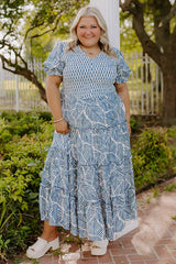 Coastal Stroll Smocked Maxi Dress Curves