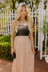 Block Street Cutie Linen Maxi Dress in Iced Latte