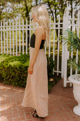 Block Street Cutie Linen Maxi Dress in Iced Latte