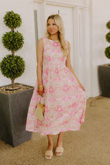 Chic Views Floral Eyelet Midi Dress