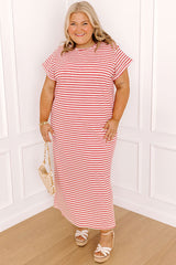 Sweet Tea Sippin' Stripe Maxi Dress Curves