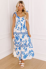 Venetian Dreams Floral Midi Dress in Blue