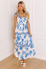 Venetian Dreams Floral Midi Dress in Blue