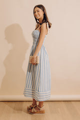 Shoreline Muse Linen-Blend Stripe Midi Dress