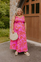 Fiesta On The Square Floral Midi Dress Curves