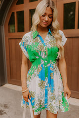Cruise Ready Floral Mini Dress in Green