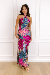 Tropical Mindset Floral Satin Maxi Dress