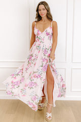 Enchanted Embrace Floral Maxi Dress in Pink