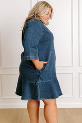 Simply Sweet Denim Mini Dress Curves