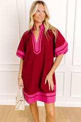 Boardwalk Babe Linen-Blend Mini Dress in Wine