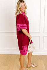 Boardwalk Babe Linen-Blend Mini Dress in Wine