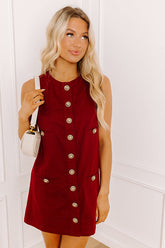 Martini Muse Button Down Mini Dress in Wine
