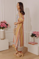 Pretty Petals Floral Stripe Caftan Midi Dress