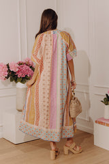 Pretty Petals Floral Stripe Caftan Midi Dress