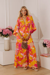 Watercolor Daydream Kimono Maxi Dress