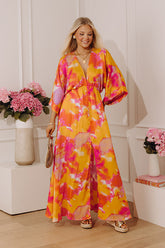 Watercolor Daydream Kimono Maxi Dress