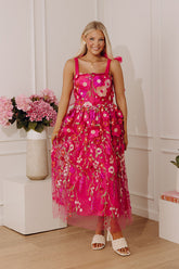 Blooming Gala Embroidered Floral Midi Dress