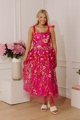 Blooming Gala Embroidered Floral Midi Dress