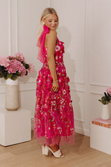 Blooming Gala Embroidered Floral Midi Dress