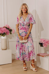 Watercolor Whimsy Floral Midi Dress