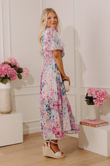 Watercolor Whimsy Floral Midi Dress