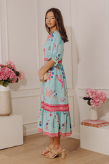 Seaside Garden Floral Midi Dress