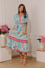 Seaside Garden Floral Midi Dress
