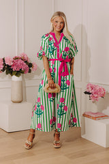 Chic Lines Floral Midi Dress