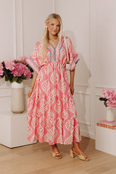 Resort Blooms Floral Kimono Midi Dress